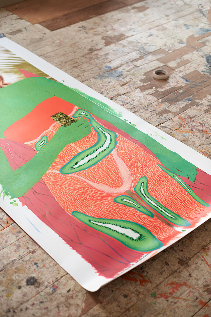 Salade de fruits, acrylique sur affiche publicitaire, 80x200 cm, 2018-2019